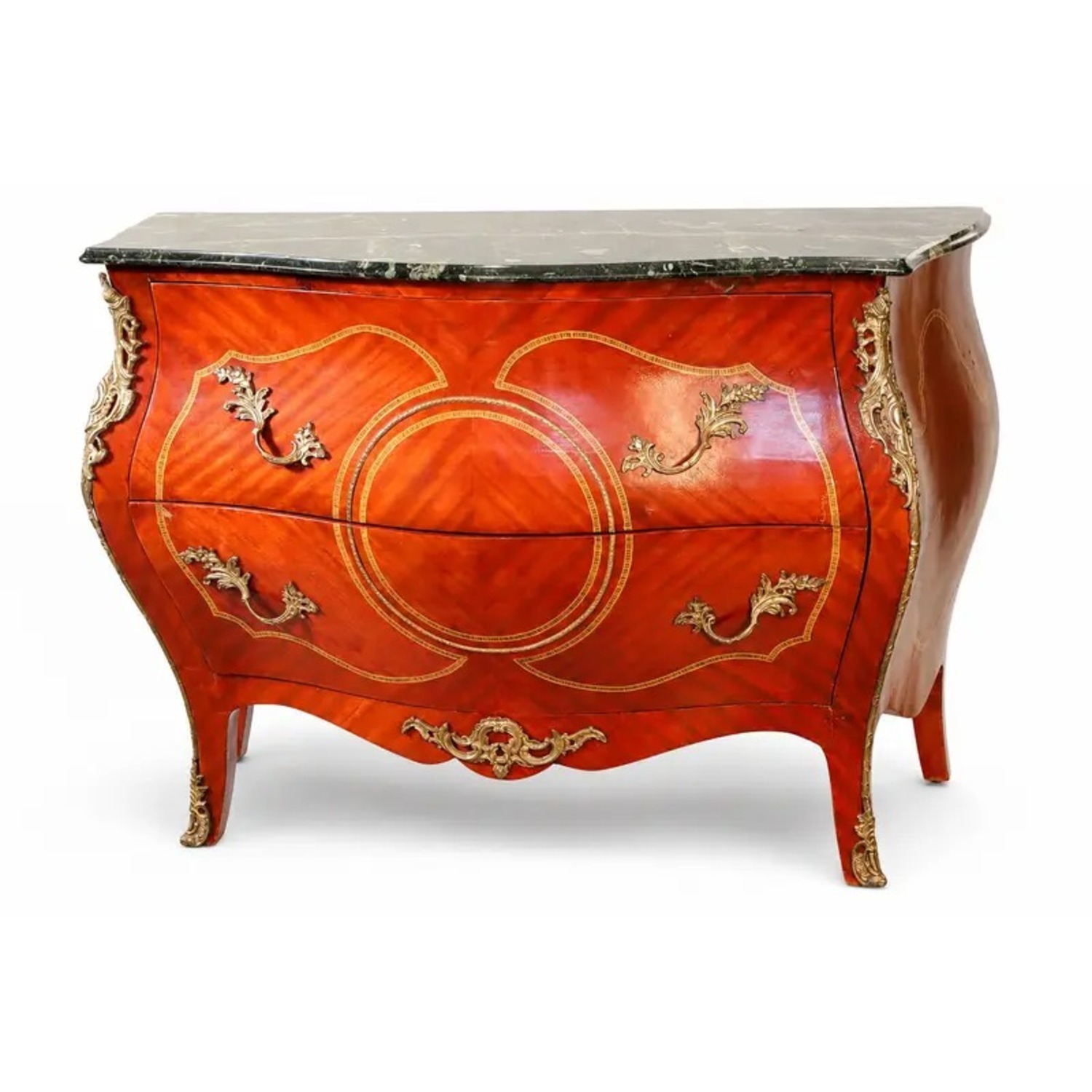 Louis XV–Style Mahogany Bombé Commode Marble Top - image-2