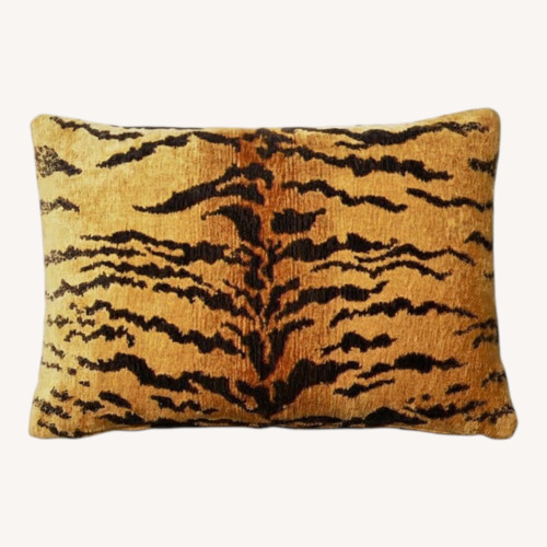 Used Alfie Tiger Chenille Velvet Lumbar Pillow for sale on AptDeco