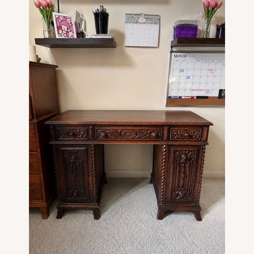 Used Vintage/Antique Finds Dark Brown Wood Desk for sale on AptDeco