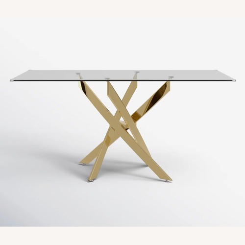 Used Wayfair Kara Glass Pedestal Dining Table for 4 or 6 People for sale on AptDeco