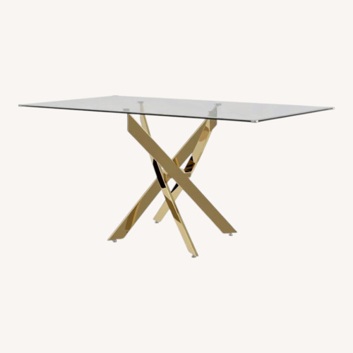 Used Wayfair Kara Glass Pedestal Dining Table for 4 or 6 People for sale on AptDeco