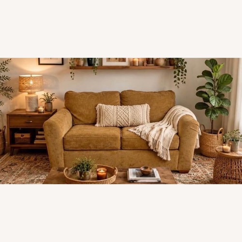 Used Vintage Mustard Yellow/Gold Chenille Sofa for sale on AptDeco