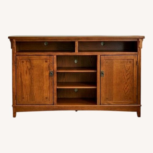 Used Light Brown Solid Wood TV Stand for sale on AptDeco