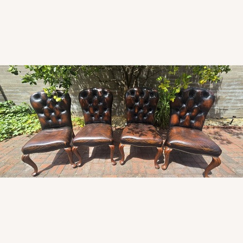 Used Stanley Furniture Dark Brown Leather Dining Chairs for sale on AptDeco