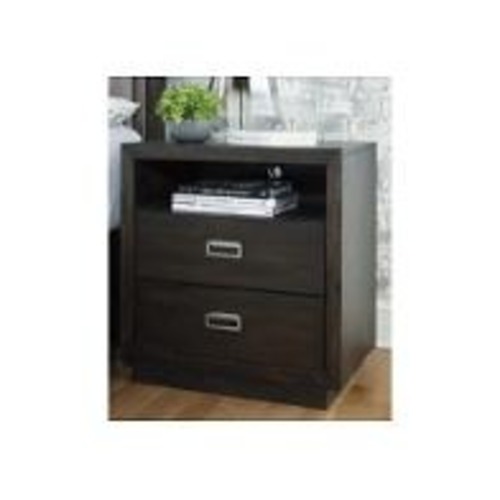 Used Ashley Furniture Hyndell Dark Brown Wood Nightstand for sale on AptDeco