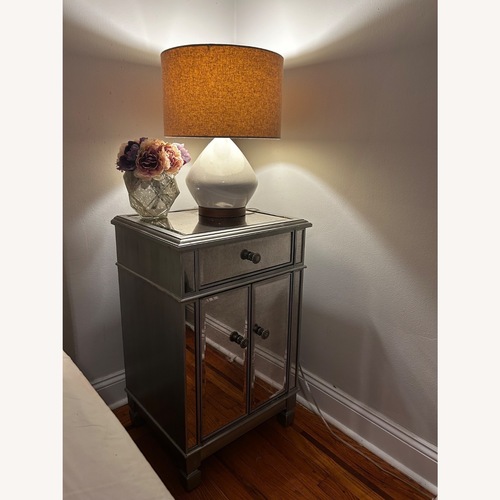 Used Pier 1 Imports Hayworth Silver Mirrored Glass Nightstand for sale on AptDeco