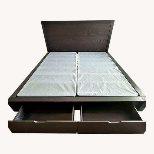 Used Wooden King Bed with Bunkie Board for sale on AptDeco