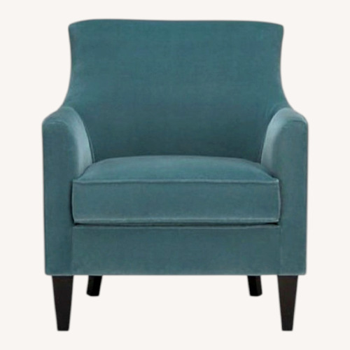 Used Crate & Barrel Clara Velvet Peacock Chair + Ottoman for sale on AptDeco