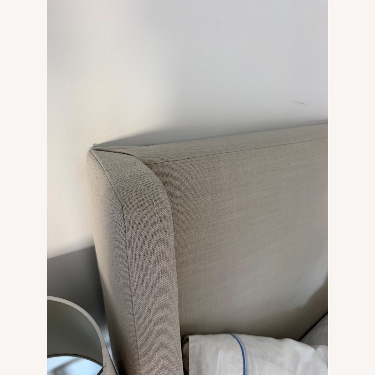 West Elm Grey Upholstered Sleigh Bed  - image-4