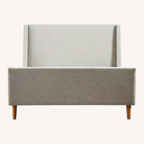 Used West Elm Grey Upholstered Sleigh Bed for sale on AptDeco