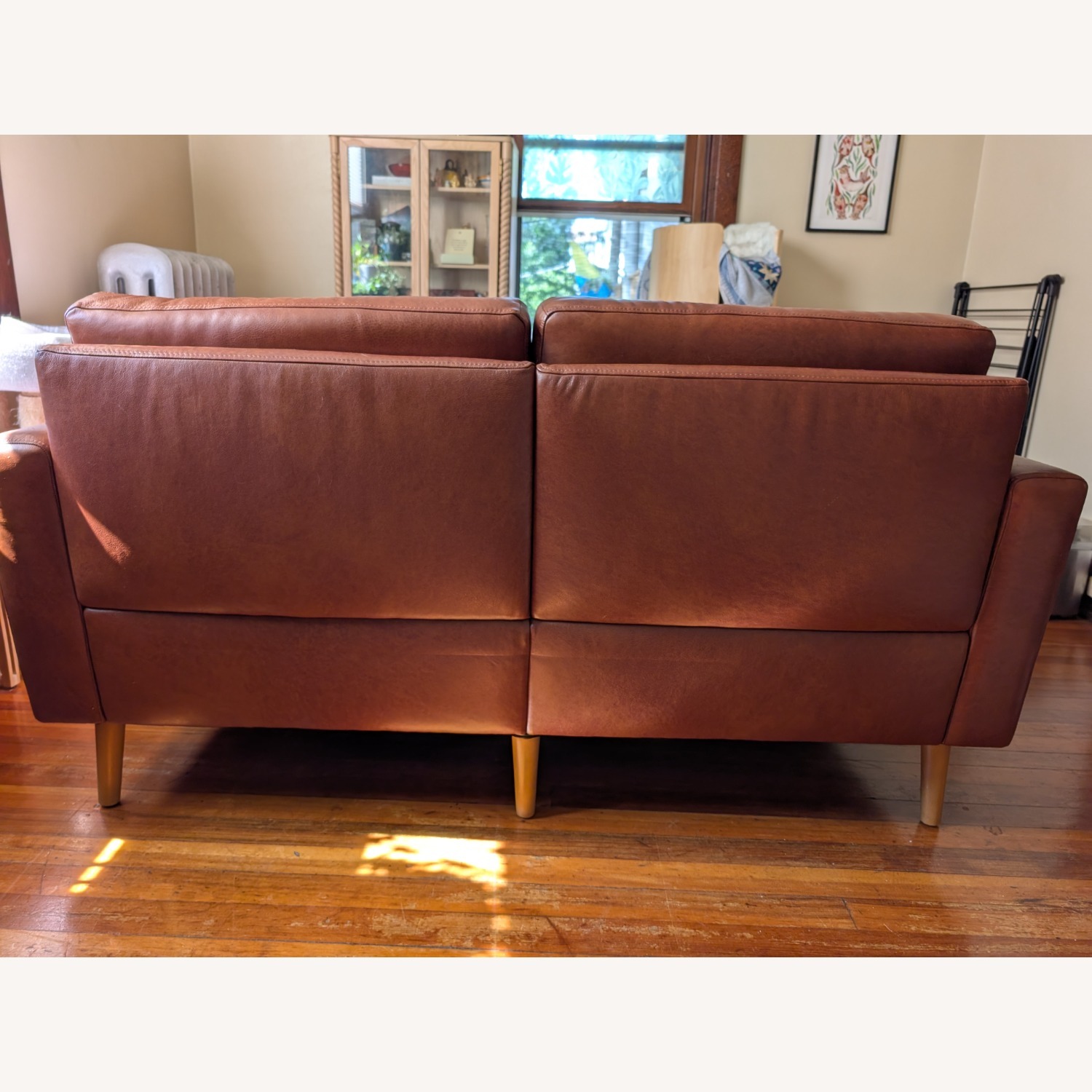 Burrow Nomad Light Brown Leather Loveseat with Ottoman - image-2