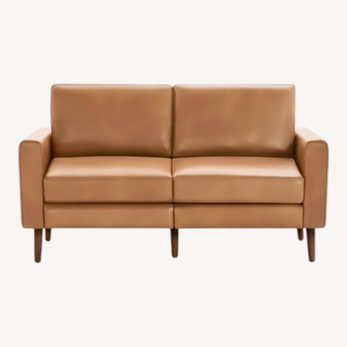Used Burrow Nomad Light Brown Leather Loveseat with Ottoman for sale on AptDeco
