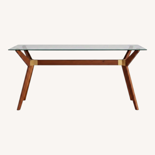 Used AllModern Transparent Glass Dining Table for sale on AptDeco