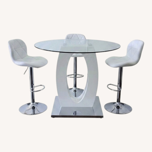 Used Modern White Sculptural Glass Dining Table Set  for sale on AptDeco