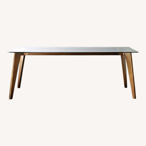 Used CB2 Harper Brass + Glass Dining Table for sale on AptDeco