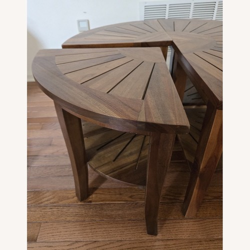 Used Lot of 4 Teak Corner Shower Bench Stools for sale on AptDeco