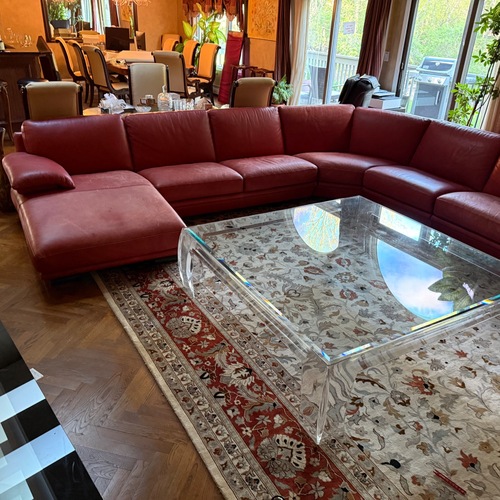 Used Natuzzi  Pink Leather 3+ Piece Sectional for sale on AptDeco