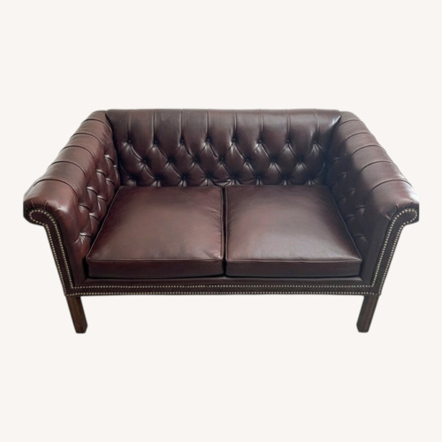 Used Chesterfield Style Chestnut Loveseat for sale on AptDeco
