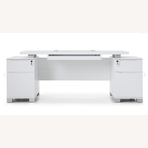 Used Zuri Furniture Ford White Lacquer Desk for sale on AptDeco