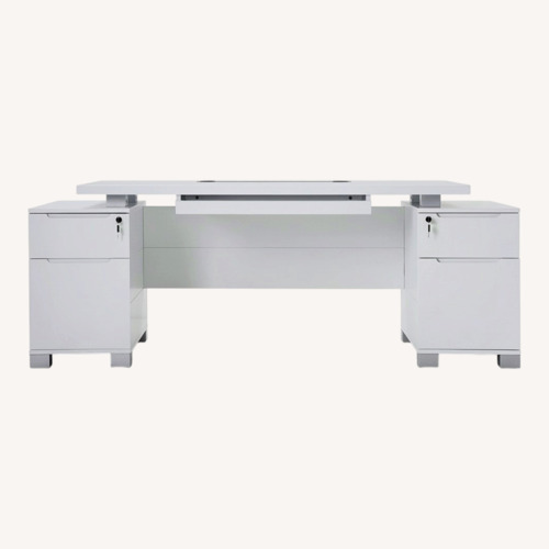 Used Zuri Furniture Ford White Lacquer Desk for sale on AptDeco