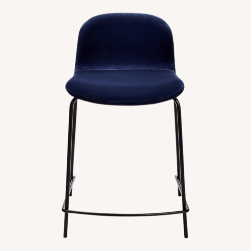 Used CB2 Primitivo Blue Velvet Counter Stool for sale on AptDeco