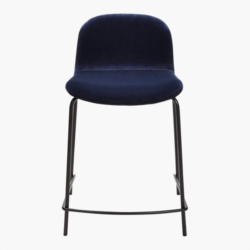 Used CB2 Primitivo Blue Velvet Counter Stool for sale on AptDeco