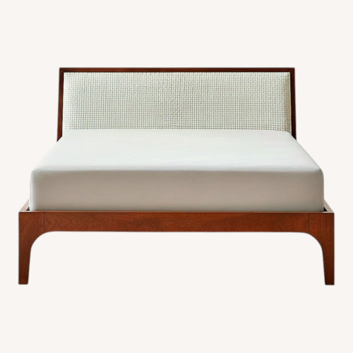 Used CB2 Pietro Woven Ivory Leather King Bed for sale on AptDeco