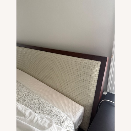 Used CB2 Pietro Woven Ivory Leather King Bed for sale on AptDeco