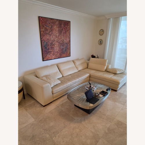 Used White Leather 2 Piece Sectional for sale on AptDeco