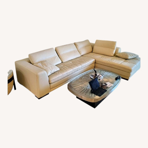 Used White Leather 2 Piece Sectional for sale on AptDeco