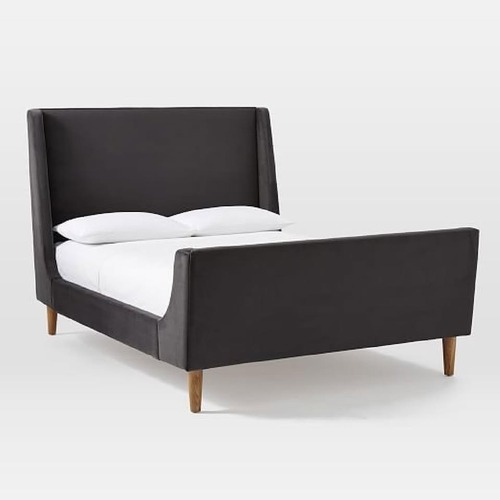 Used West Elm Full-size Upholstered Sleigh Bed for sale on AptDeco