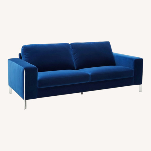 Used Macy's Blue Velvet 3+ Seater Sofa for sale on AptDeco