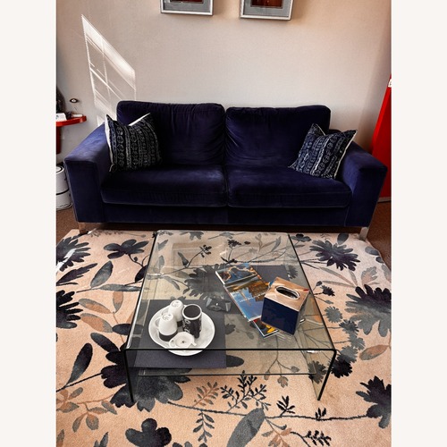Used Macy's Blue Velvet 3+ Seater Sofa for sale on AptDeco