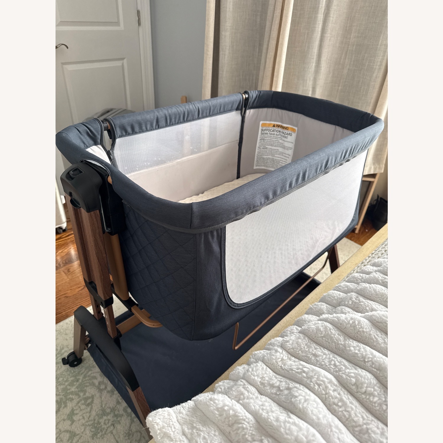 Blue Fabric Baby Bassinet  - image-3