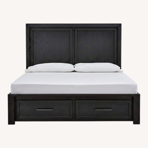 Used Black Wooden Platform Storage Bed Frame  for sale on AptDeco