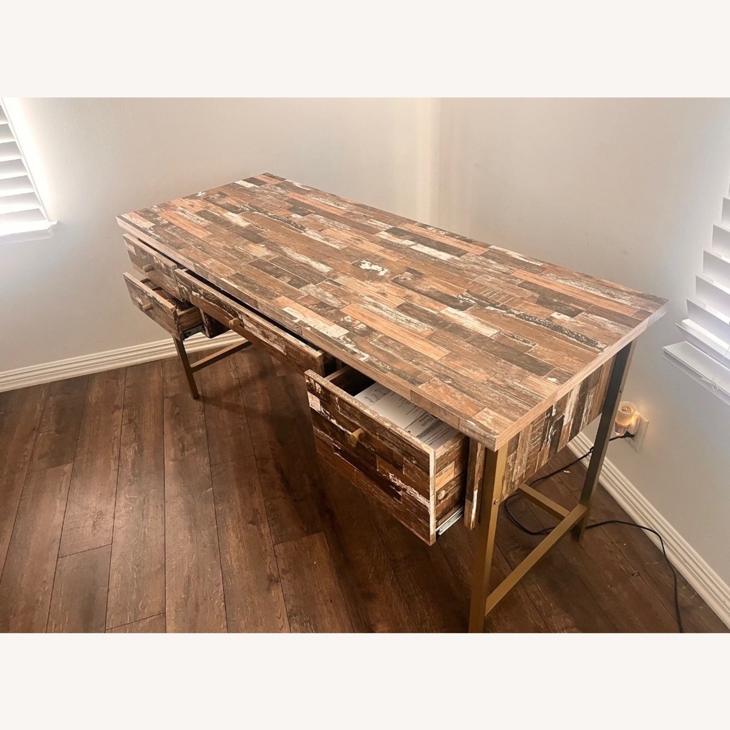 Kemper 4-drawer Writing Desk Salvaged Cabin - image-2