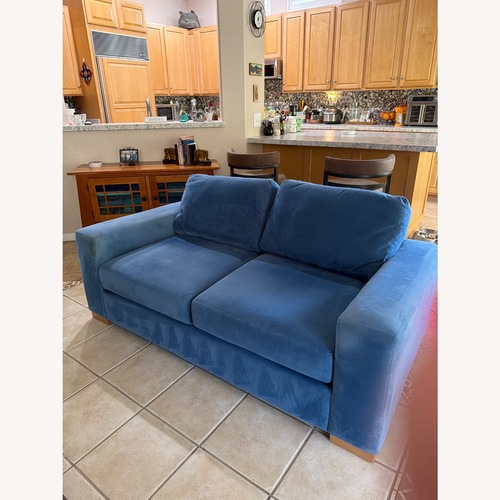 Used Blue Microfiber Sofa and Loveseat  for sale on AptDeco