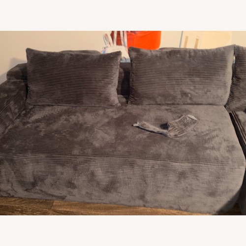 Used Modern Gray Corduroy Sectional Sofa  for sale on AptDeco