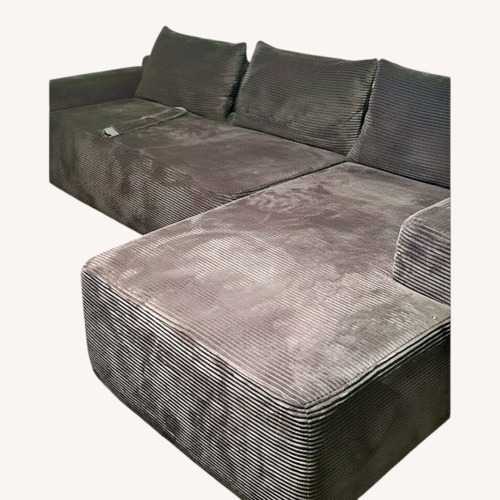Used Modern Gray Corduroy Sectional Sofa  for sale on AptDeco