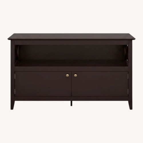 Used Dark Brown Wood TV Table for sale on AptDeco
