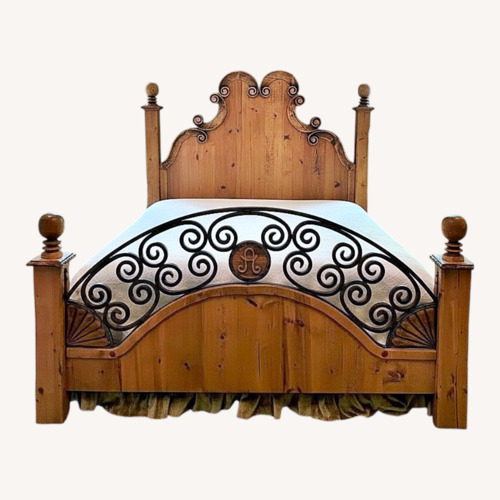 Used Vintage/Antique Finds Light Brown Wood King Bed for sale on AptDeco