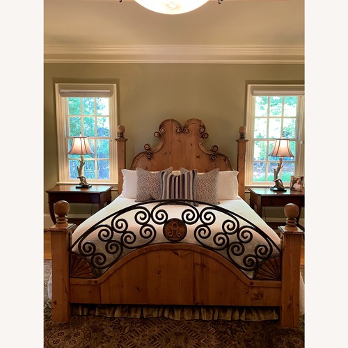 Used Vintage/Antique Finds Light Brown Wood King Bed for sale on AptDeco