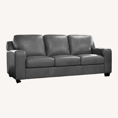 Used Bari Genuine Leather Charcoal Gray Sofa for sale on AptDeco