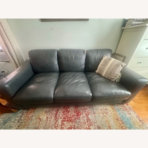 Used Bari Genuine Leather Charcoal Gray Sofa for sale on AptDeco