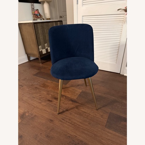 Used West Elm Lila Blue Velvet Chair for sale on AptDeco
