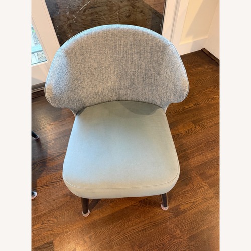 Used Kravet Blue Microsuede Dining Chairs for sale on AptDeco