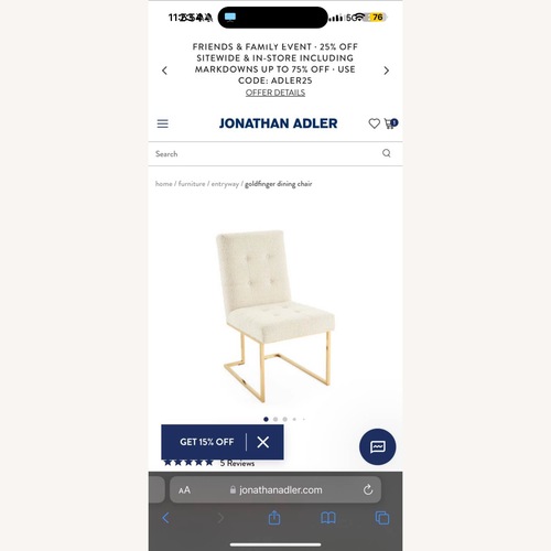 Used Jonathan Adler Goldfinger Dining Chairs for sale on AptDeco