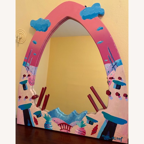 Used Vintage Painted Wood Wall Mirror for sale on AptDeco