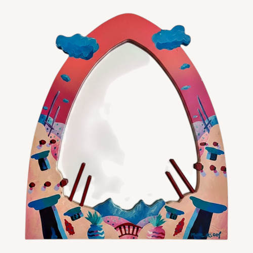 Used Vintage Painted Wood Wall Mirror for sale on AptDeco