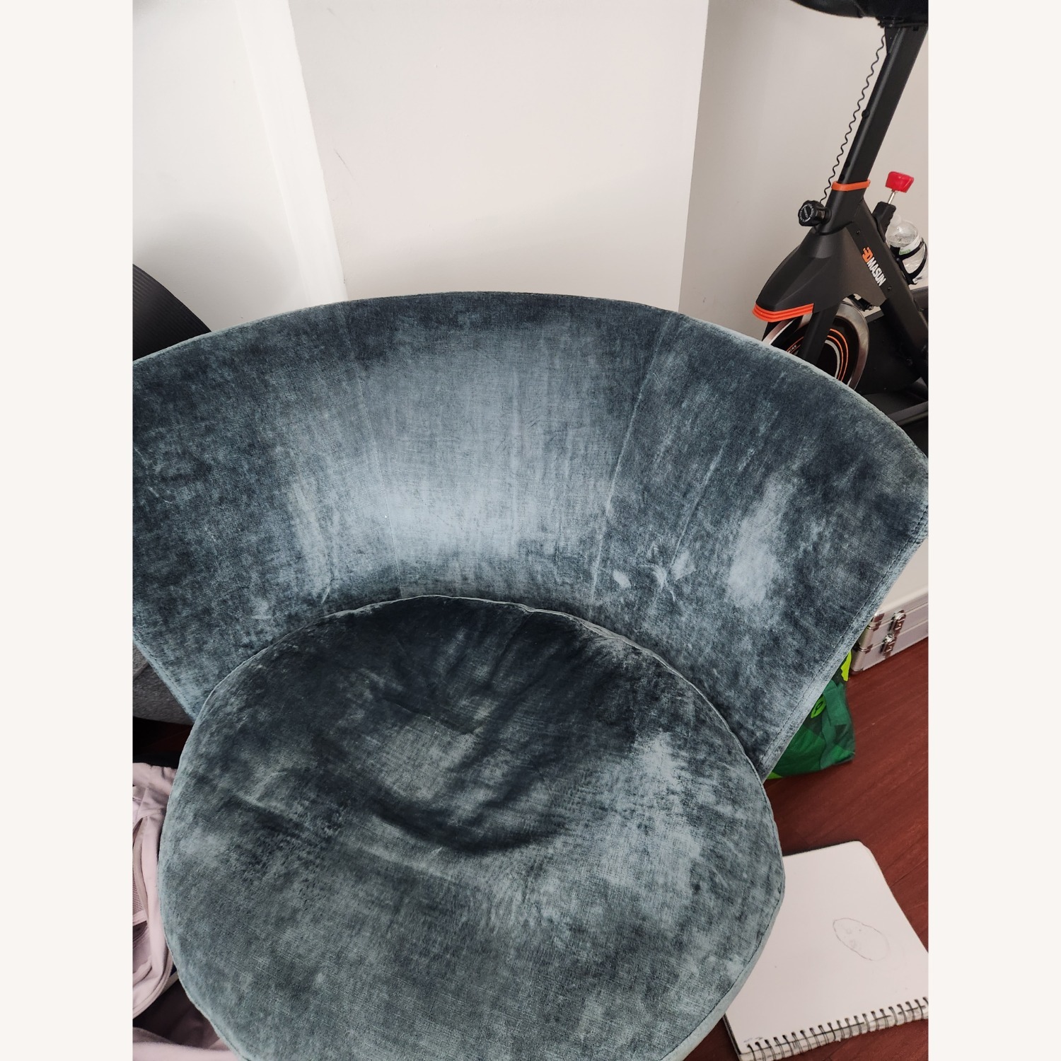 Vintage/Antique Finds Blue Velvet Accent Chair - image-1